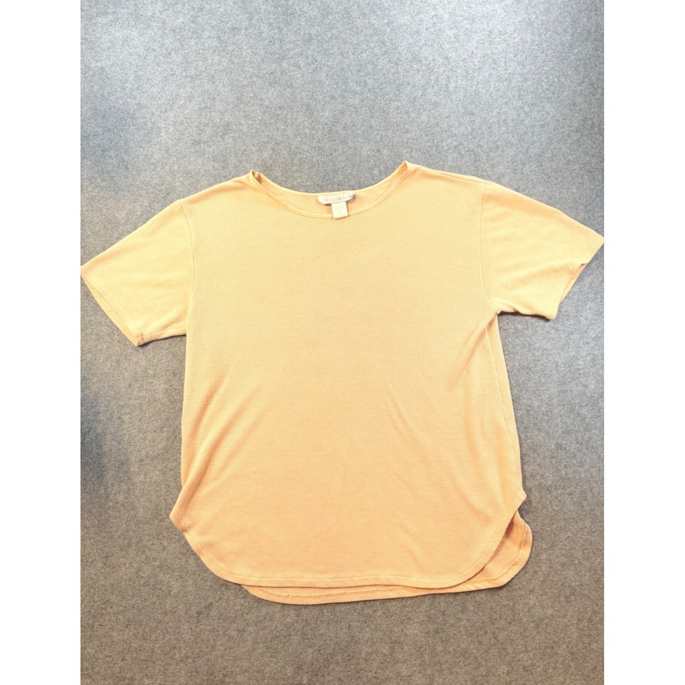 The Limited Women Peach Knit Short Sleeve Curved Hem Top Small